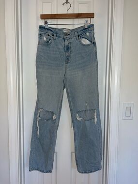Abercrombie & Fitch Light Blue Distressed Straight Leg Jeans